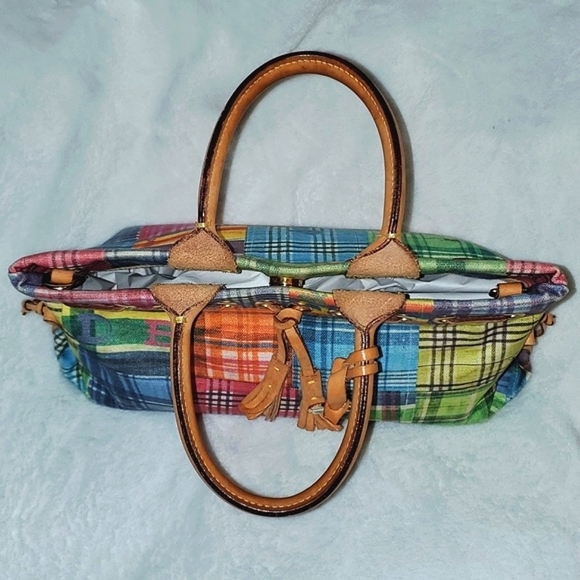 Dooney & Bourke Madras Plaid Picnic Ants Satchel - Picture 8 of 16